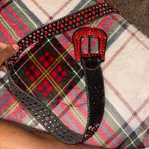 Studded Black and Red Belt